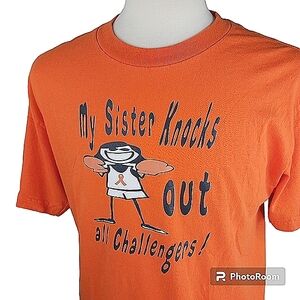 BREAST CANCER AWARENESS T-shirt Tee Large L Orange 100% Cotton